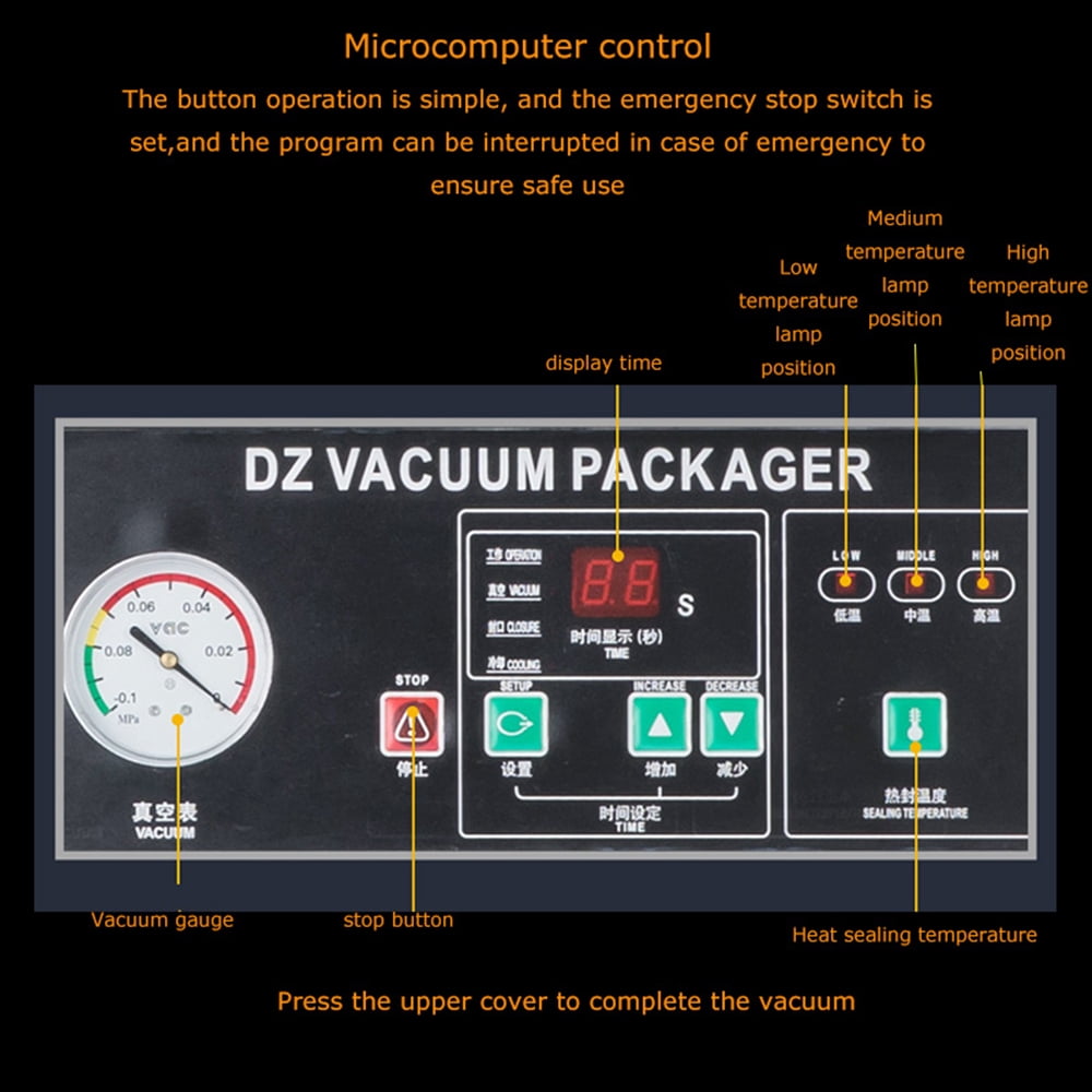 TECHTONGDA Commercial Two Chamber Vacuum Packaging Machine Stainless Steel Food Sealing Machine 220V