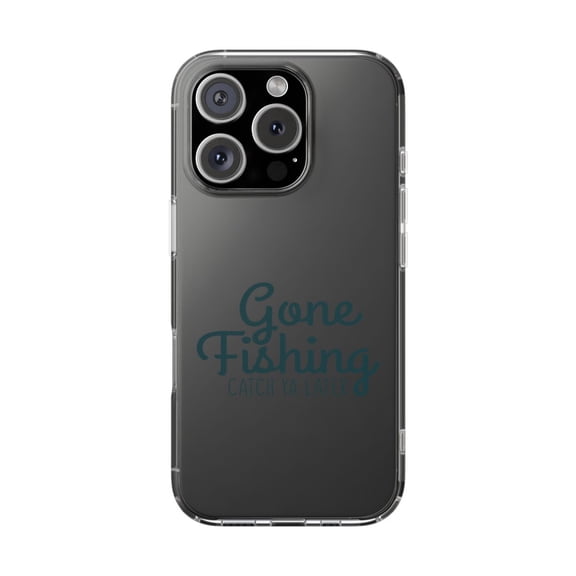 Clear Hybrid Shockproof Case for Apple iPhone 16 PRO - Gone Fishing Catch Ya Later Design