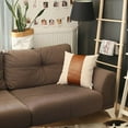 thumbnail image 4 of White and Brown Strap Faux Leather Throw Pillow, 4 of 5