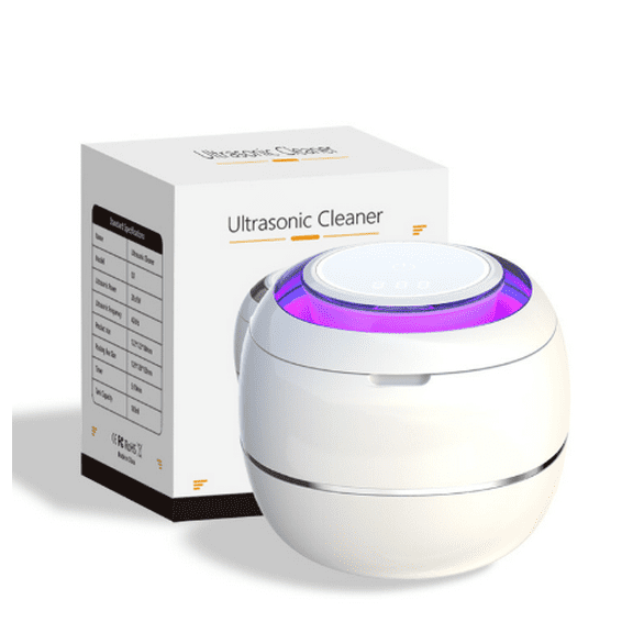 White Ultrasonic Retainer Cleaner, Denture Dome 45khz Dental Pod Cleaner, UV Dental Retainer Cleaner Machine with Digital Timer for Night Guards, Braces, Aligner, Toothbrush, Jewelry and More (w)