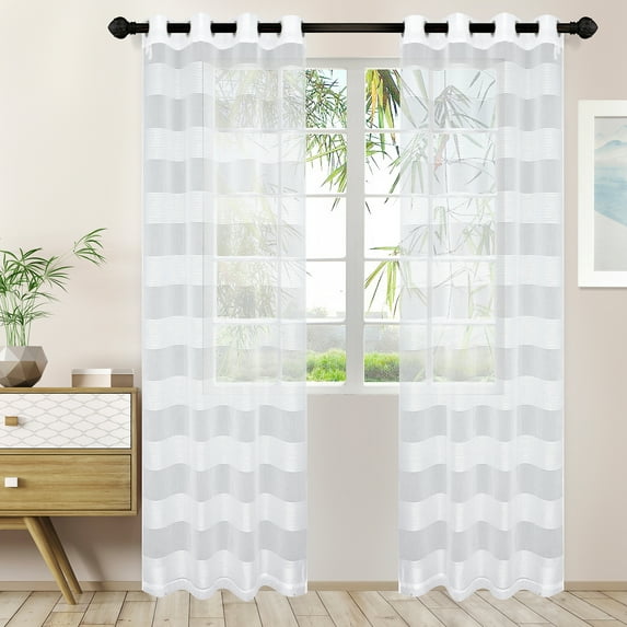 Dalisto Rope Textured Sheer Curtain Set of 2 with Grommet Top Header