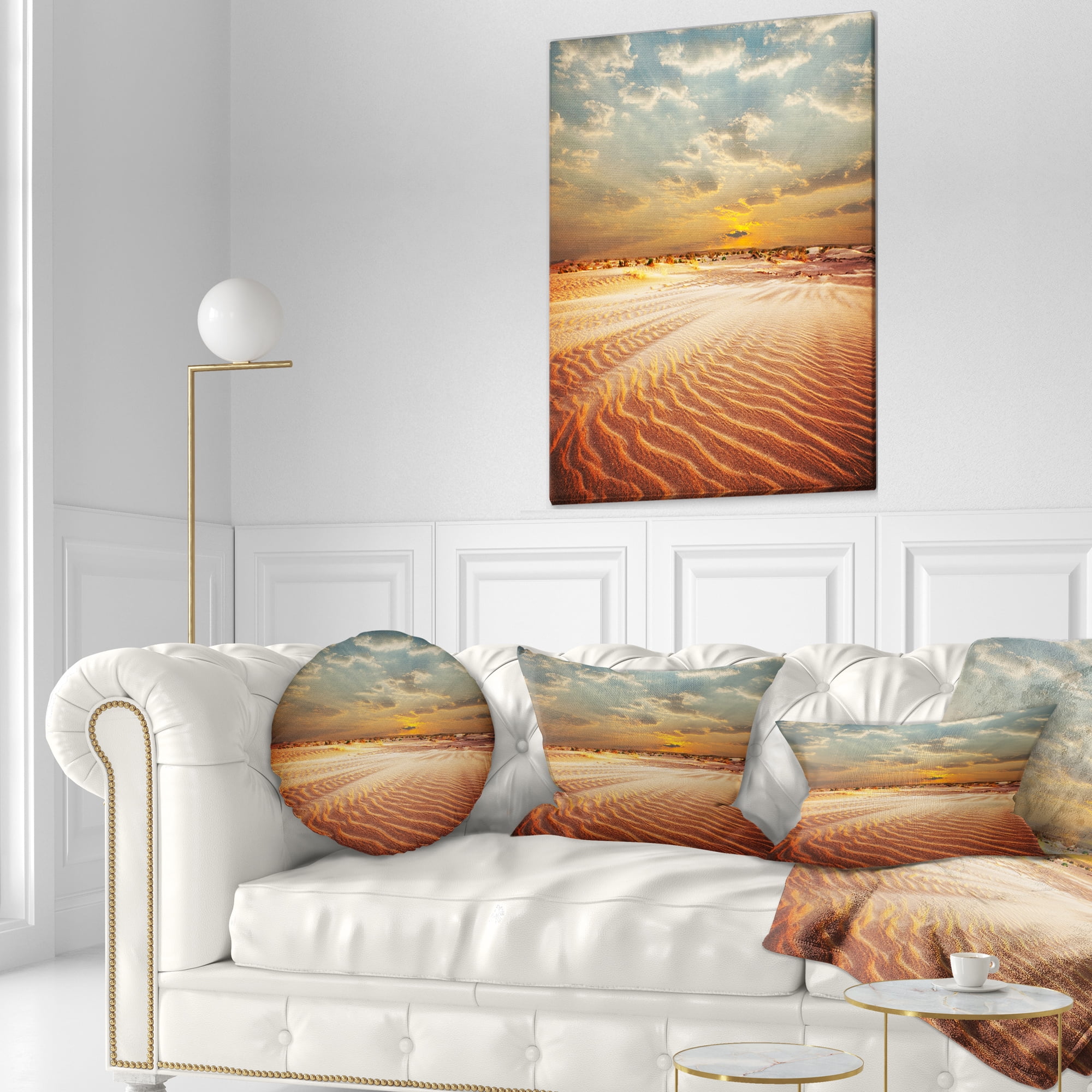 Designart 12" x 20" Orange Polyester Throw Pillow