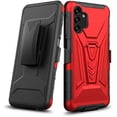 thumbnail image 2 of Compatble for Samsung Galaxy A14 5G Case with Tempered Glass Screen Protector Hybrid Cover with Kickstand Phone Belt Clip Holster - Red, 2 of 5