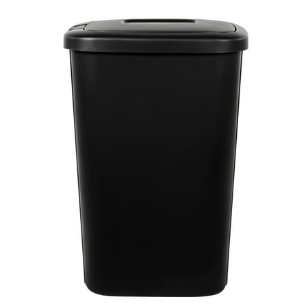 Hefty Kitchen Trash Can, 13.3 Gallon Plastic Touch Top Garbage Bin with Push Button Lid, Black