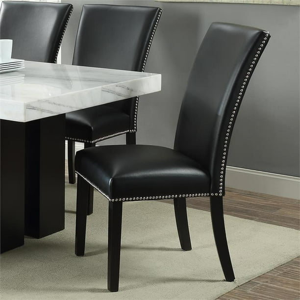 Steve Silver Camila Black Faux Leather, Faux Leather Dining Room Chairs