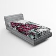 thumbnail image 1 of Ambesonne Nature Fitted Sheet, Orchids and Hummingbird, Twin XL Size, Burgundy, 1 of 2