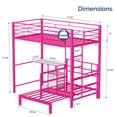 thumbnail image 3 of Zimtown Twin Over Twin Metal Bunk Bed Frame with Desk and Storage Drawers, Space Saving Loft Bed Frame for Bedroom, Pink, 3 of 9