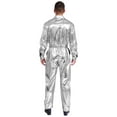 thumbnail image 2 of Nyeemya Men's Shiny Metallic Overalls Mechanic Suit Space Man Work Coveralls One Piece Disco Jumpsuits with Belt Silver 3XL, 2 of 4