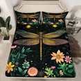 thumbnail image 2 of jejeloiu Kawaii Plant Flowers Twin Sheet Sets,Boho Bohemian Dragonfly Bedding For Men Women 3 Pieces, 2 of 7