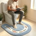 thumbnail image 5 of PONPRNGY Soft Floral Non-Slip Toilet Contour Rug, Contour Bath Rug, Soft Shaggy U-Shaped Toilet Floor Mat for Bathroom, Blue, 5 of 7