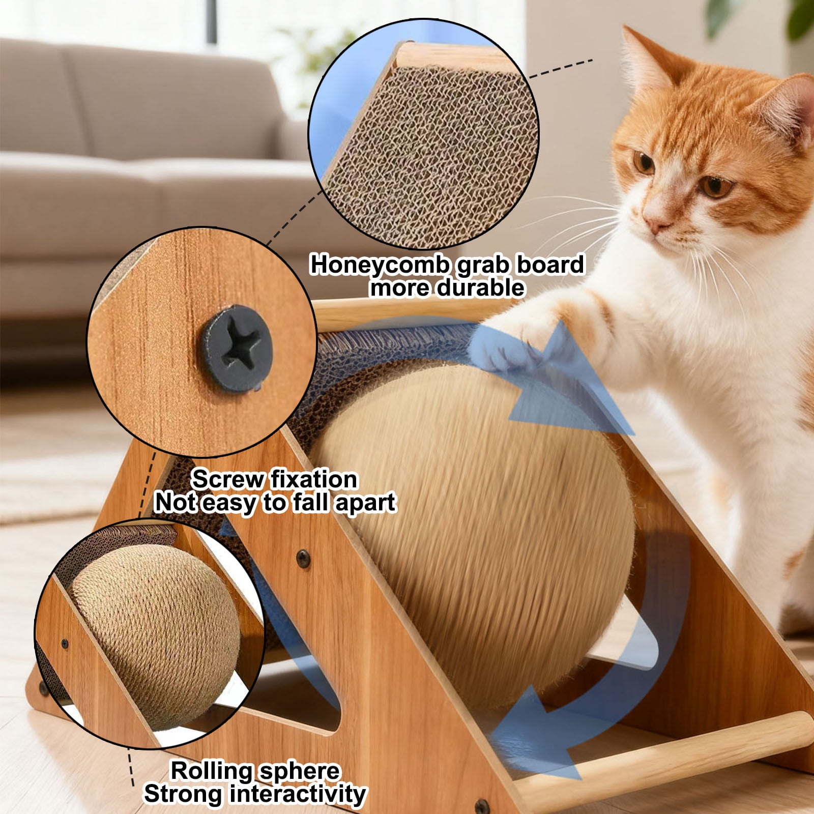 Beifei Interactive Cat Toy with Wooden Activity Center for Small Animals Indoor Play and Soothing Birthday Enrichment