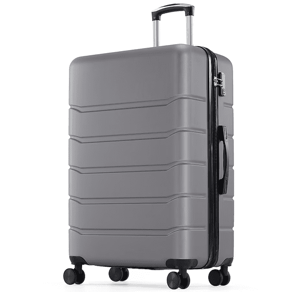 28-Inch Dark Gray Hardshell Expandable Suitcase, Spinner Wheels Luggage for Travel
