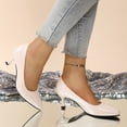 thumbnail image 4 of Modisza Women's Dress Low Heel Pumps Shoes Comfortable Walking Slip on Work Sandals Summer Pointed Toe Heeled Stiletto Beige size 6, 4 of 8