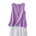 thumbnail image 4 of GILIGEGE Cotton Linen Tank Tops for Women,2026 Summer Casual Comfy Sleeveless Linen Shirts,Lounge Wear Crewneck Shirt,Button Down Shirts,Loose Lightweight Breathable Gauze Cami Light Violet 2XL, 4 of 4