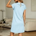 thumbnail image 5 of Iyufng Striped Straight Cut Short Dresses for Women with Short Sleeves, Peter Pan Collar and Pockets, 5 of 5