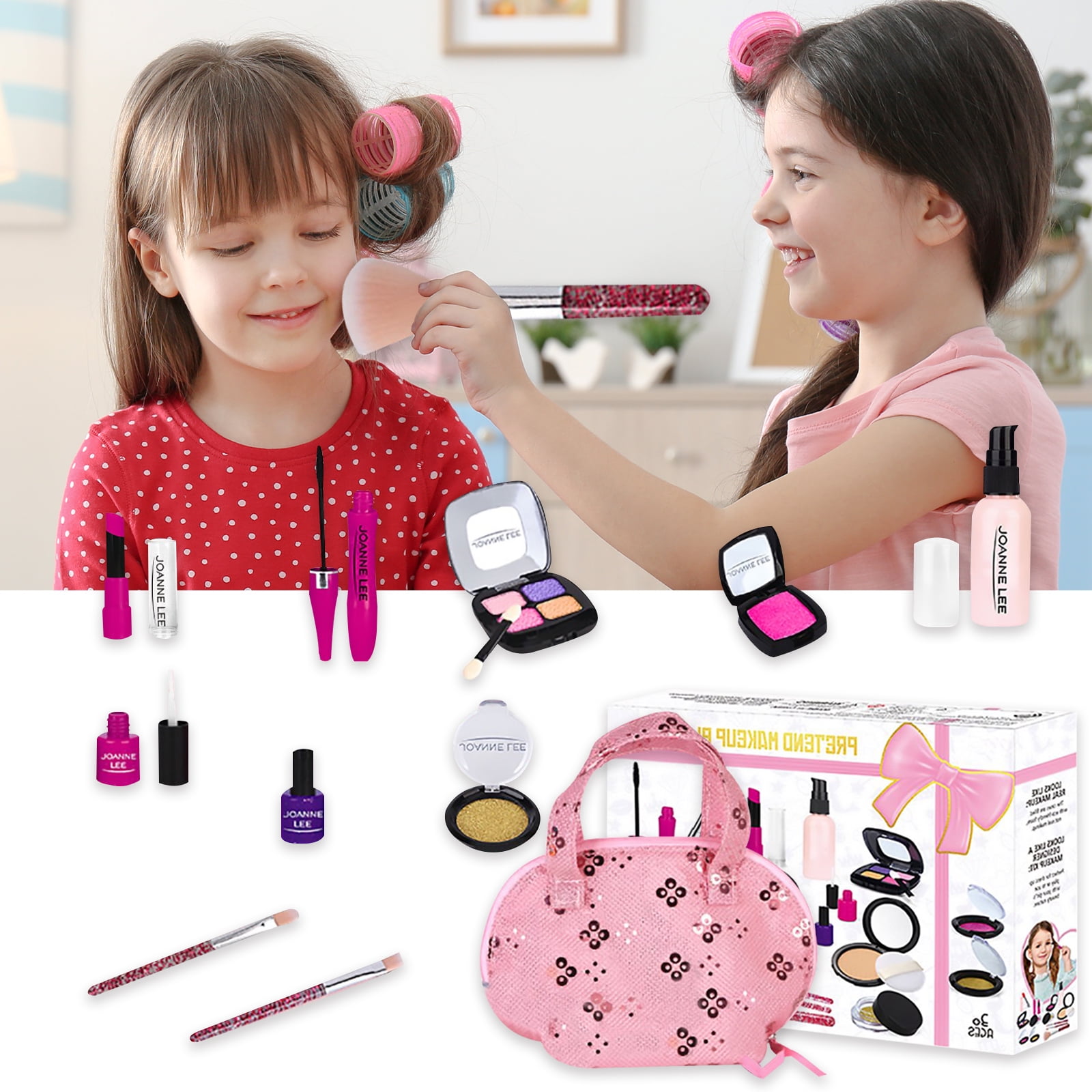 Pretend Makeup Kit Toys for Girls, Make Up Set for Little Princess Play 