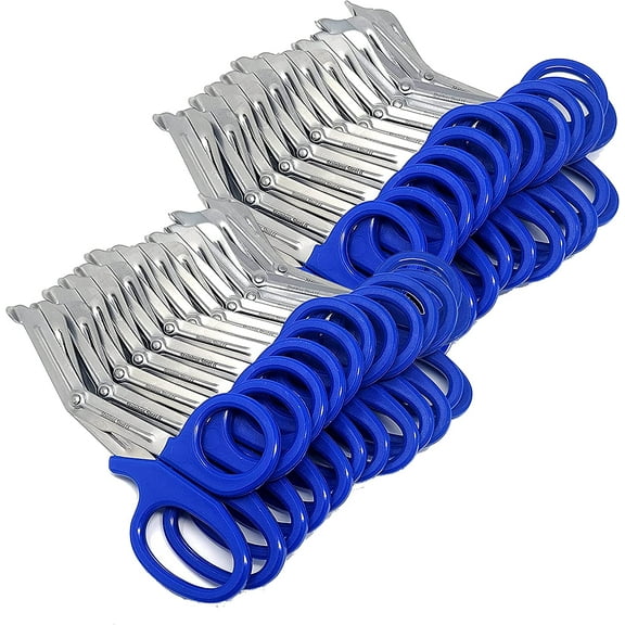 24/Pack Royal Blue Handle Trauma Shears 7.25" Stainless Steel Scissors for Paramedics, EMT, Nurses, Firefighters   More