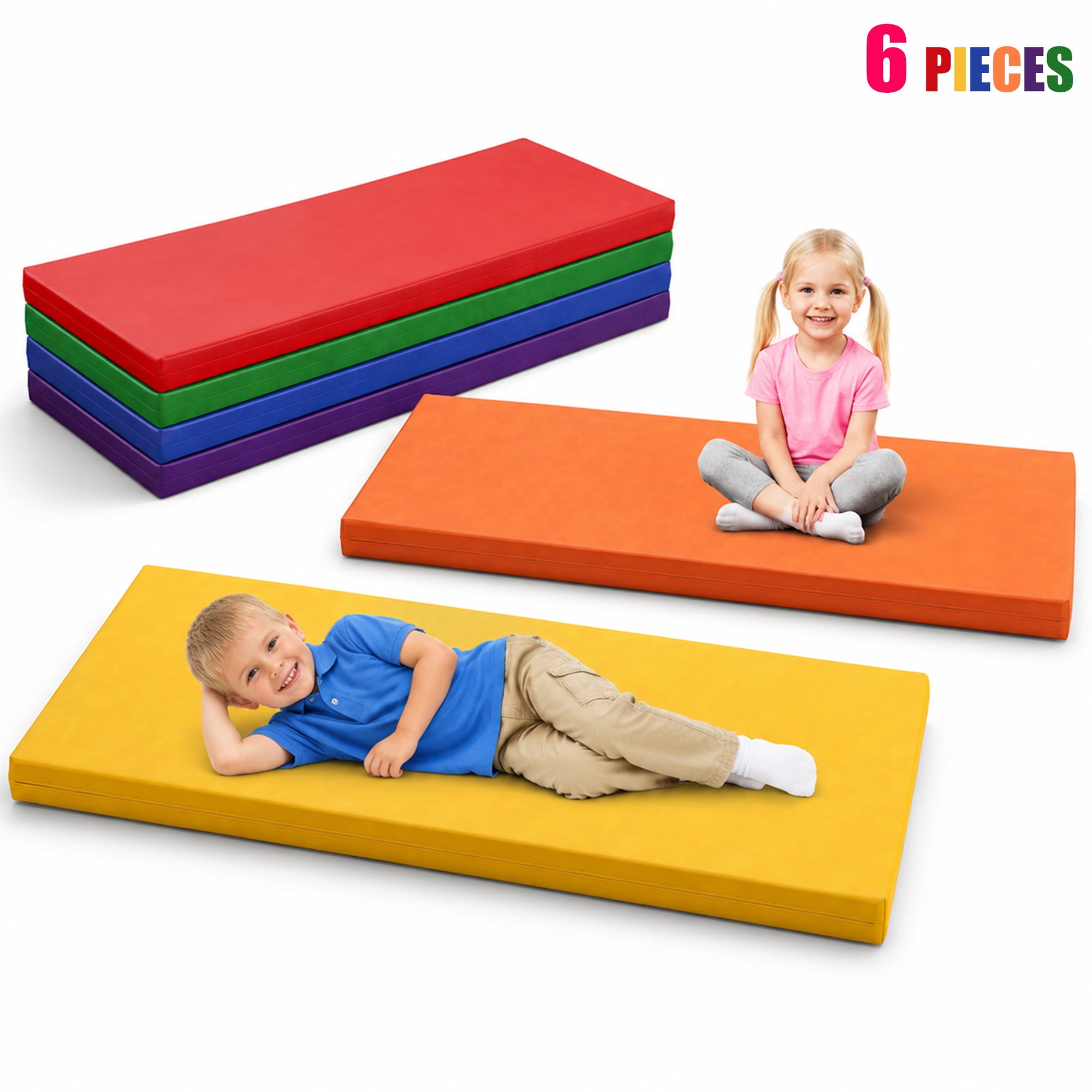 Akaber Nap Mats, 6Pcs Toddler Nap Rest Mats for Daycare Preschool, Kids Rest Mat 2 Inch Suitable for Girls Boys, Toddler Portable Bed Great for Travel and Home