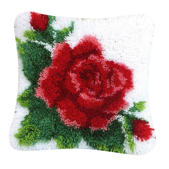 Handmade Pillow Case Latch Hook Flower Latch Rug Hooking for Women