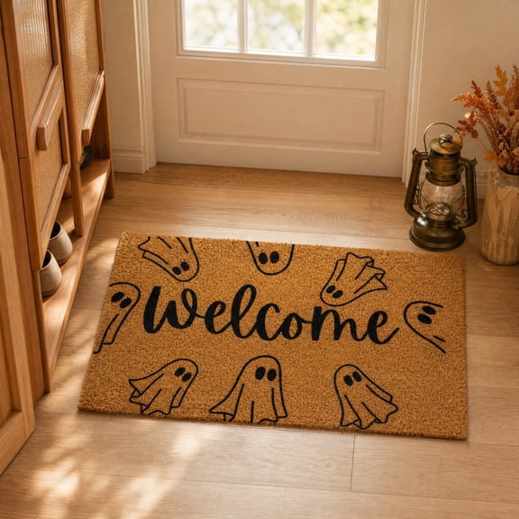 Eolstice Ghost Doormat, Funny Halloween Welcome Mat, Coir Non Slip, Outdoor Entrance Mat, For Front Porch Spooky Home Decor