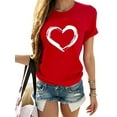 thumbnail image 1 of Innerwin T-shirt à Col Rond pour Femme T-shirt Tenue Quotidienne T-shirt Mode à Imprimé Cœur Rouge 3TG, 1 of 7