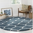 thumbnail image 2 of SAFAVIEH Hudson Arline Plush Geometric Shag Area Rug, Slate Blue/Ivory, 5' x 5' Round, 2 of 6