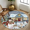 thumbnail image 2 of Round Rugs 5 Ft, Snowman Christmas Non Slip Area Rugs for Kitchen Bedroom Entryway, Xmas Tree Gifts Snowflake Winter Washable Carpet Runner Rug Floor Mats for Bedroom Home Decor, 2 of 9