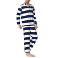 thumbnail image 2 of Goofa Navy Blue And White Stripes for 2-piece Loungewear Set Men’s Sleepwear Set Soft PJs Cozy loungewear Comfy Sleep Set Winter Pajamas-XX-Large, 2 of 7
