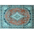 thumbnail image 1 of Ahgly Company Indoor Rectangle Medallion Light Blue Traditional Area Rugs, 7' x 10', 1 of 4