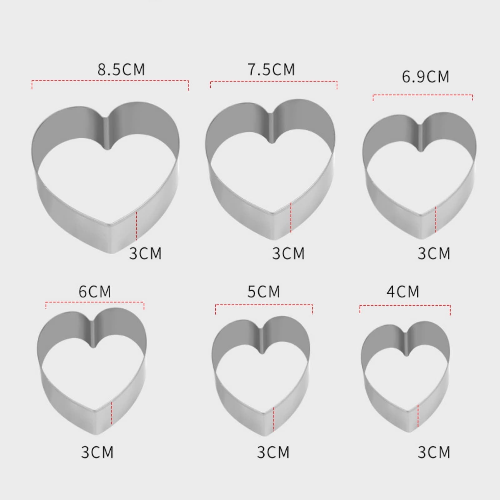 Heart Shaped Cookie Cutter,Heart Cookie Cutter Set - 6 Pcs Heart Shaped Cookie Cutters For Valentines Day Holiday Birthday Party - Stainless Steel Heart Cookie Cutter