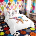 thumbnail image 2 of Erosebridal Baseball Ice Cream Cone Print Twin Bedding Sets, Fun Treats Bedding Comforter Set for Kids Boys and Girls, Polka Dots Reversible 7pcs, 2 of 6