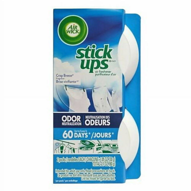 CGT Air Wick Stick Ups Air Freshener Fresh New Day Crisp Breeze Scent Odor Neutralizer Deodorizer Last Up to 60 Days Trash Can Lid Closets Clothes