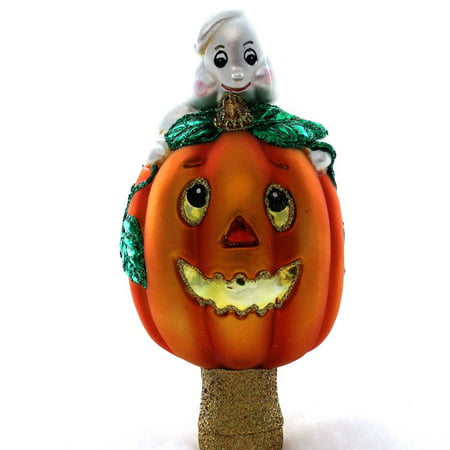 Old World Christmas GHOST AND PUMPKIN TREE TOPPER Halloween Finial 26046