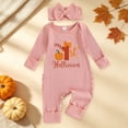 thumbnail image 2 of Nwiuh Infant Baby Girl Fall Outfit Sweatshirt Romper Fun Letters Long Sleeve Jumpsuit Newborn Clothes (Pink, 3-6 Months), 2 of 8