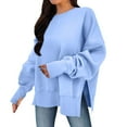 thumbnail image 4 of Mifsaly Womens Oversized Sweatshirt Crewneck Long Sleeve Loose Pullover Drop Shoulder Side Spilt Sweatshirts Soild Color Thick Warm Fall Tops with Thumb Hole 2025 Fashion Y2K Outfits, 4 of 8