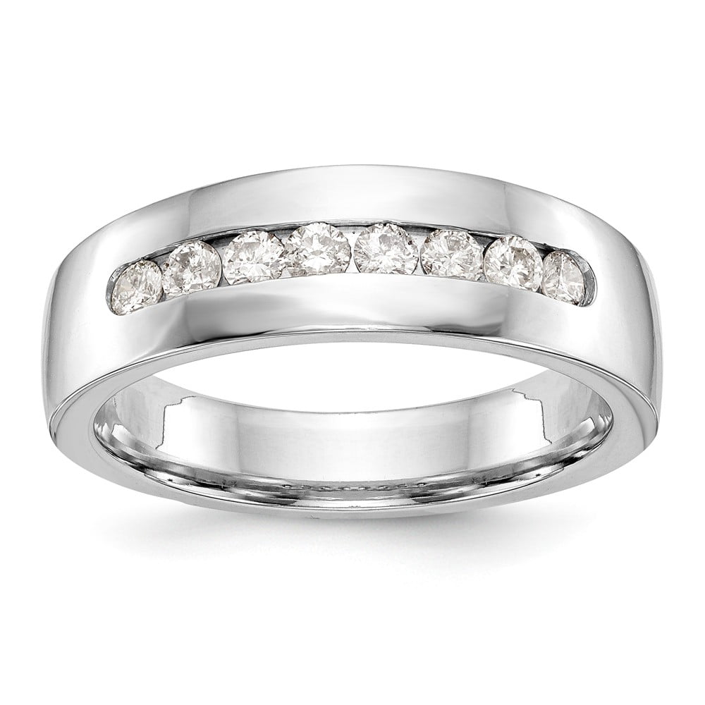 Solid 14K White Gold Diamond Men's Wedding Band Ring Size 11.5 (.52 ...