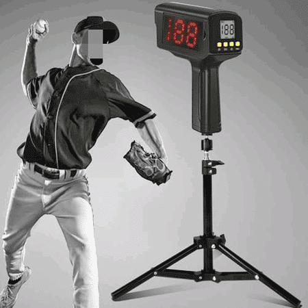 Baseball Radar Gun with Tripod, Speed Radar Gun for Baseballs Softball, LEDLCD Larger Display,Handheld or Hand Free SpeedSensors Base Ball Speed Training Equipment for All Baseball Players