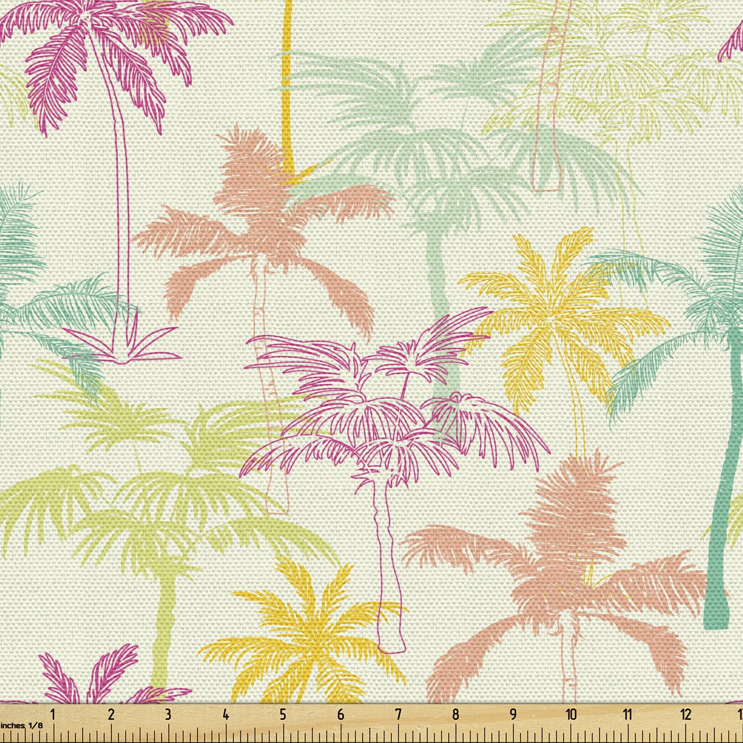 Palm Tree Fabric by The Yard, California Beach Inspiration with Hand