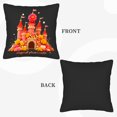 thumbnail image 6 of Set of 2 Decorative Throw Pillow Covers 18x18in - Vibrant Castle Design with Flowers on Black Background Perfect for Couch Bed Car, 6 of 8