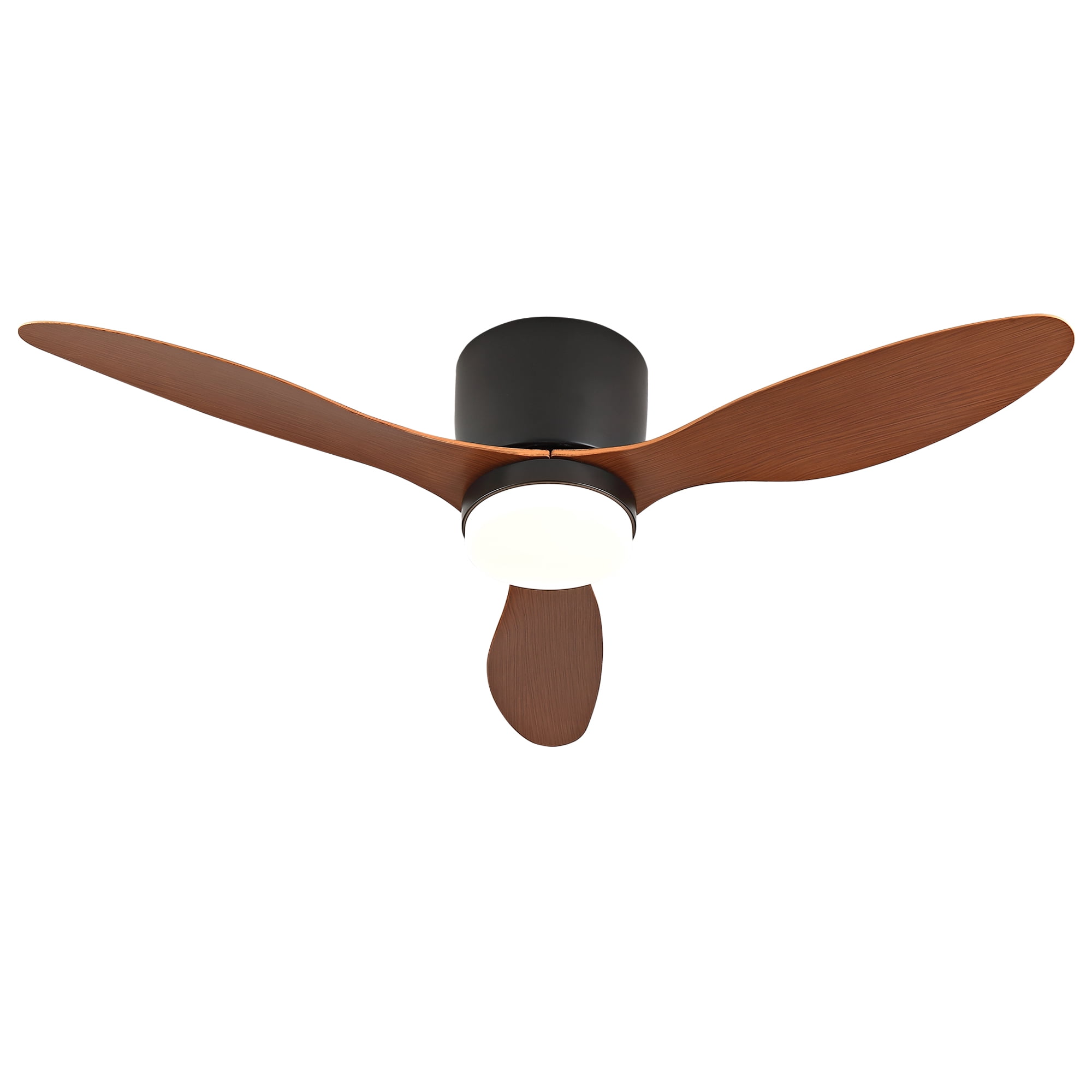 42" Black Small Low Profile Ceiling Fan with Light & Remote, 6-Speed DC, Indoor Outdoor