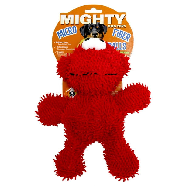 Mighty Microfiber Ball Medium Monster Red Durable Plush Squeaky