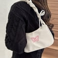 thumbnail image 4 of Women's Pleated Shoulder Bag, Casual Style, Simple Design With Butterfly Embroidery, White Underarm Bag, 4 of 6