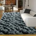 thumbnail image 3 of SARAG Rugs For Living Room 5x7ft, Alfombras Para Salas Shag Large Plush Soft Area Rug, Shaggy Carpets For Bedroom, Kids Boys Girls Home Decor Tie-Dyed Stripes Black And Gray, 3 of 12