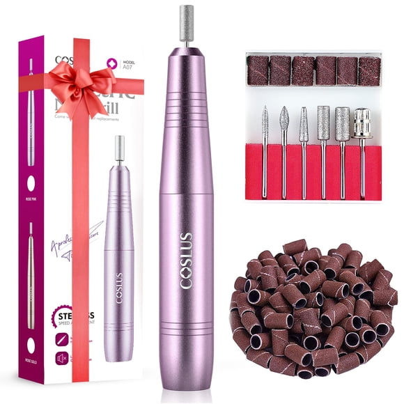 COSLUS Lima eléctrica para taladro de uñas profesional: para uñas en polvo de gel acrílico, kit de máquina perforadora de uñas portátil, herramientas de manicura y pedicura, juego de pulido con brocas