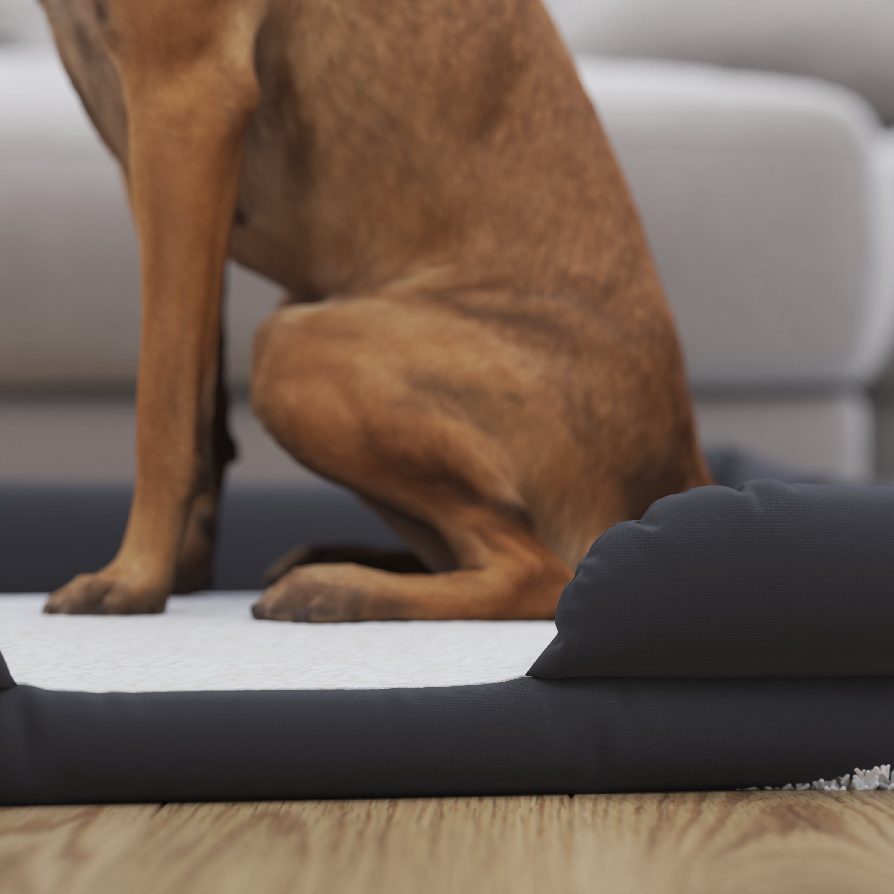 Merrick Lane Cozy Orthopedic Joint Relief Memory Foam Bolster Dog Bed for Pets up to 44 LBS., Gray Removable, Washable Cover, Non-Slip Bottom