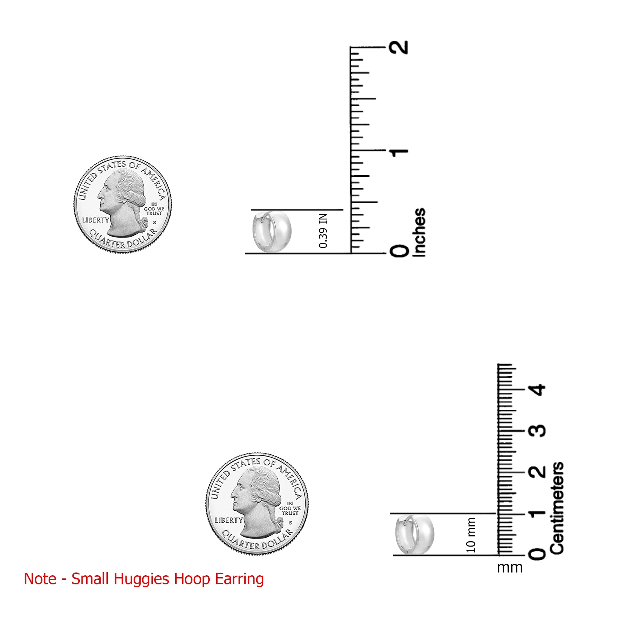 LeCalla 925 Sterling Silver Hypoallergenic Small Huggie Hoop Earrings for Women and Teen 10MM