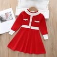 thumbnail image 2 of Wangmeiwg Girls' Dresses Elegant Girls Long Sleeve Knitted Winter Dress with Round Neck for and Festive Celebrations 4-5 Years Red, 2 of 4