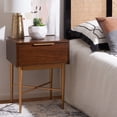 thumbnail image 2 of SAFAVIEH Pierre One Drawer Nightstand, Walnut/Gold, 2 of 12