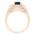 thumbnail image 4 of 1.8 ct Brilliant Round Cut Natural London Blue Topaz 14K Rose Gold Halo Solitaire with Accents Engagement Bridal Wedding Ring Band Set size 11, 4 of 7