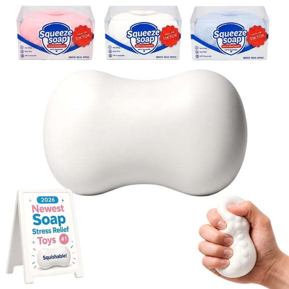 CQHVKQ 4" Crunchy Squishy Soap Toys, ASMR Bead Filled Realistic Food Stress Squeeze Balls with Crunchy Tactile Feel, Moldable Slow Rebound Soft Material Sensory Fidget Toys for Anxiety Relief, White
